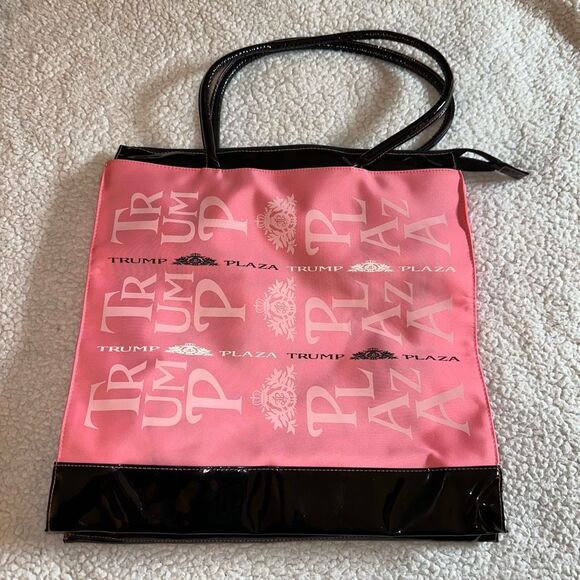 Trump Plaza Vintage Rare Pink Black Zipper Tote Bag NWOT - Picture 4 of 8